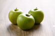 Green apple fruit on wooden background, Healthy fruit