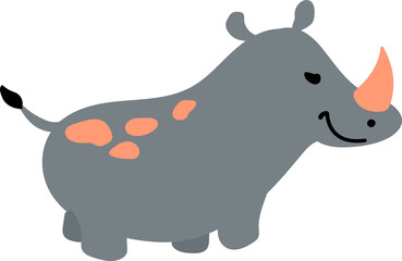 Cute hand drawn rhinoceros.