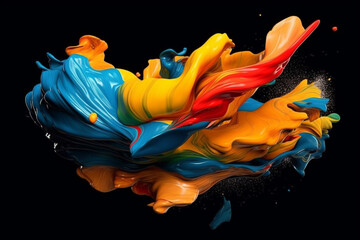 Poster -  An abstract painting of an object that combines bold brushstrokes and contrasting colors to create a visually dynamic and expressive composition.  Generative AI technology.