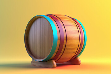 Aufkleber - A minimalist line drawing of a wine barrel, emphasizing its shape and structure in a clean and elegant manner.  Generative AI technology.