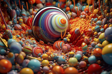 Poster - A digital artwork blending different abstract elements, shapes, and colors, creating a visually dynamic and thought-provoking composition.  Generative AI technology.