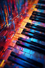 Poster - A digital art abstract composition inspired by music, capturing the rhythm, mood, and emotions of a particular song or musical genre Generative AI technology.