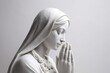 August 15 The Assumption of the Blessed Virgin Mary. Virgin Mary Mother of Jesus Christ white statue in holy light illustration