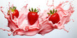 © Bartek - Strawberry isolated on white background with milk or yogurt splash, 3D depiction
