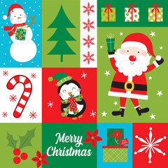 Sticker - cute and colorful christmas seamless pattern design