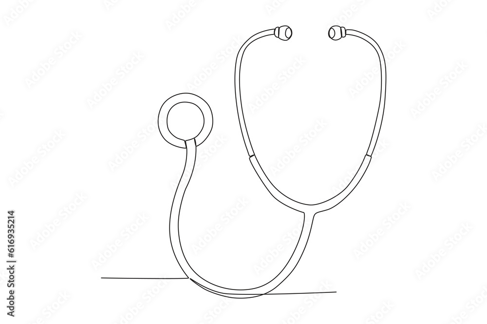 Vector single one line drawing stethoscope medical equipment concept ...