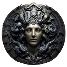 Antique Iron Shield Greek Goddess Medusa