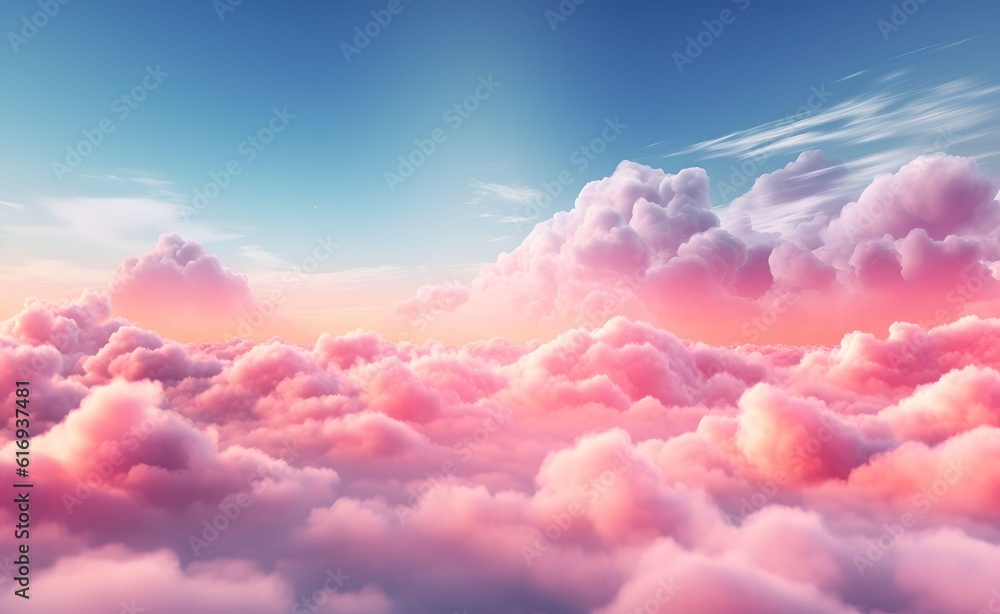 Pink clouds in the sky stage fluffy cotton candy dream fantasy soft ...