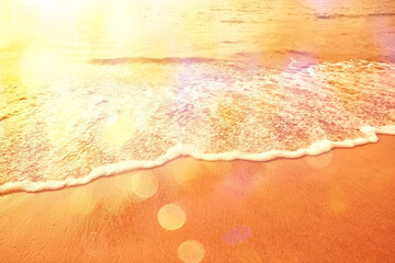Wall Mural - surf beach sunset background surf line sand orange gold abstract wallpaper