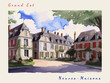 Neuves-Maisons: Postcard design with a scene in France and the city name Neuves-Maisons