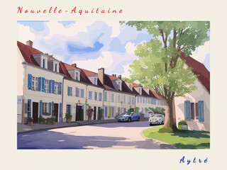 Wall Mural - Aytré: Postcard design with a scene in France and the city name Aytré