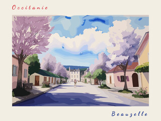 Beauzelle: Postcard design with a scene in France and the city name Beauzelle