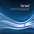 Israel flag background. Abstract israeli flag in the blue sky.  National holiday card design. State banner, israel poster, patriotic cover, flyer. Business brochure. Vector design