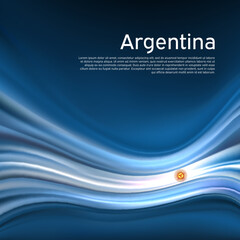 Wall Mural - Argentina flag background. Abstract argentinean flag in the blue sky.  National holiday card design. State banner, argentine poster, patriotic cover, flyer. Business brochure. Vector design