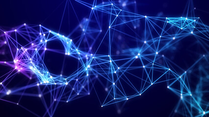 Poster - Abstract digital background of points and lines. Glowing plexus. Big data. Network or connection. Abstract technology science background. 3d rendering