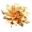 © Bisams - Golden metallic 3d flower isolated on white. Single luxury gold floral element. Generative AI.