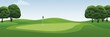 © Yulia - Countryside golf course with flags, greens and sand bunker. generative ai
