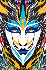 Wall Mural - Tattoo design of a norse mythology mask, closeup illustration. Generative AI