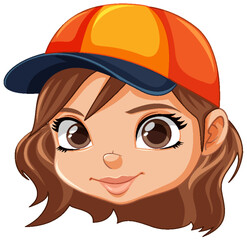 Wall Mural - cute girl character head isolated