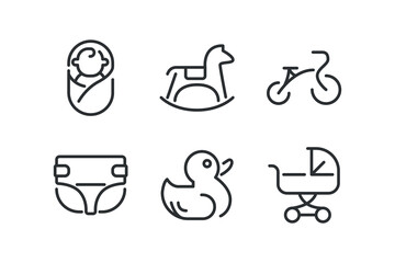 simple outline set of maternity icons.