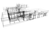 Fototapeta Paryż - Modern house building architectural drawing 3d rendering