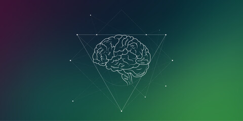 Minimal neuroscience infographic on gradient. Human brain lobes and functions illustration. Brain anatomy structure sections. Futuristic neurobiology scientific medical vector.