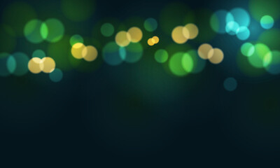 Abstract blue green yellow bokeh blurred on night design background vector