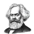 A black and white vintage engraving of Karl Heinrich Max with a big beard and serious expression - Generative AI