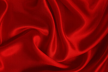 Wall Mural - Dark red fabric texture background, detail of silk or linen pattern.