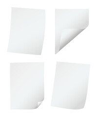 Wall Mural - Collection of blank paper pages in different positions isolated on transparent background