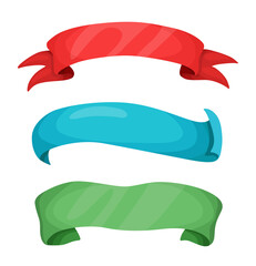 Wall Mural - set of empty shiny decorative ribbons for your text isolated on transparent background