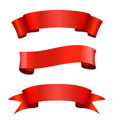 Wall Mural - set of empty shiny decorative ribbons for your text isolated on transparent background
