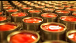 Canned food on conveyor belt in factory. Canned fish factory. Food industry. 
