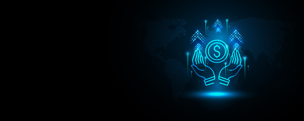 Wall Mural - technology abstract background, concept of money or savings
