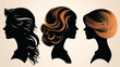 Vetor do logotipo da silhueta do estilo de cabelo da mulher