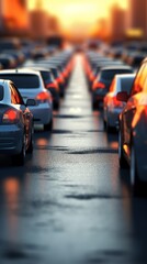 Wall Mural - Abstract background with blurred traffic on the road. Generative AI