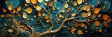 Fototapeta Nowy Jork - Leaves on leather art texture in the style of green and gold, dark amber and gold - Amber harvest dark amber and gold leaves on textured leather created with Generative AI Technology