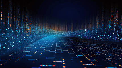 Ai generated illustration of futuristic technology cyberspace. Information network of data center. Abstarct background blue wallpaper