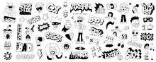 
  Crazy Doodle Characters Words Graffiti Style Isolated Vector Set