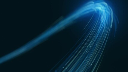 Wall Mural - Dynamic Electric Light Strokes Background/ 4k animation of an abstract background of kinetic glowing 3d light strokes with wiggling camera shake effect
