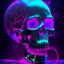 Glowing Neon Skull