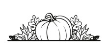Split Monogram With Pumpkin, Acorn And Leaves. Thanksgiving Vector Desing. Split Border. Wedding Monogram