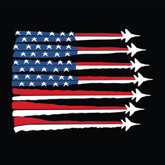 Grunge America Usa Flag 4th Of July with Fighter Jet Plane Silhouette