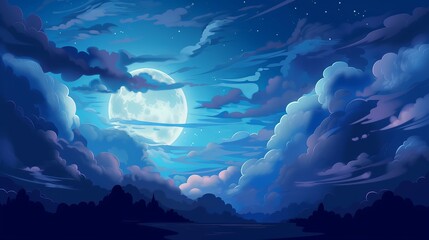 Wall Mural - Moonlit night sky: enchanting vector clouds background, wallpaper, Generative AI