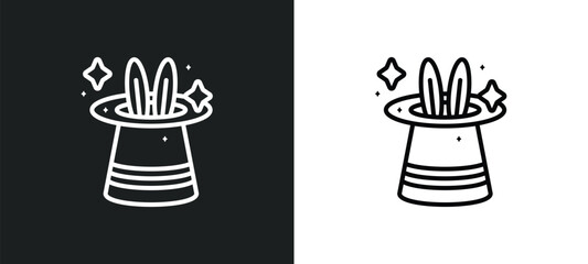 Wall Mural - magic trick line icon in white and black colors. magic trick flat vector icon from magic trick collection for web, mobile apps and ui.