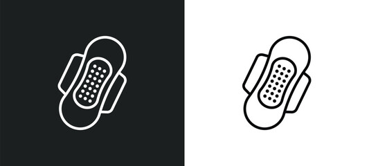 Wall Mural - sanitary napkin line icon in white and black colors. sanitary napkin flat vector icon from sanitary 