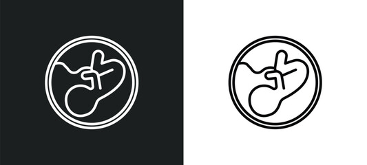 Wall Mural - human fetus line icon in white and black colors. human fetus flat vector icon from human fetus colle