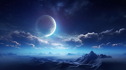 Wall Mural - Night time dreamy cloud landscape background