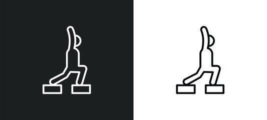 Wall Mural - fitness exercises line icon in white and black colors. fitness exercises flat vector icon from fitness exercises collection for web, mobile apps and ui.