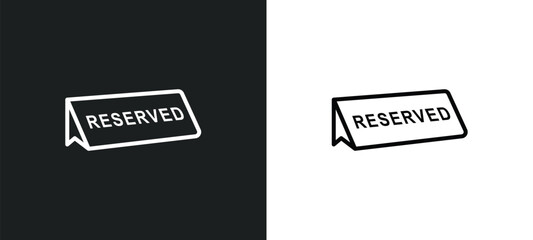 Canvas Print - reserved line icon in white and black colors. reserved flat vector icon from reserved collection for web, mobile apps and ui.